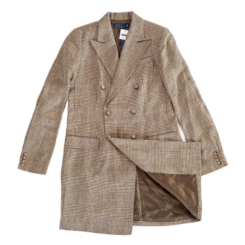 NWT Polo Ralph Lauren Womens Glen Plaid Linen Double-Breasted Blazer Coat Size 6 - Picture 4 of 8